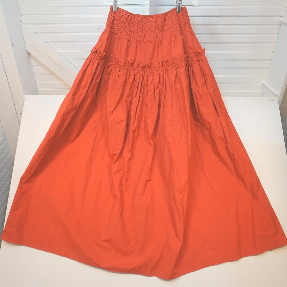 Anthropologie Mare Mare X Skirt Women's XS Oversized Red Smocked Elastic Waist